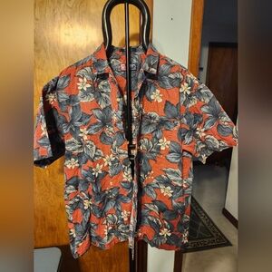 CHAPS RALPH LAUREN Short Sleeves Button Up Flowers Front Pocket Shirt Size XL